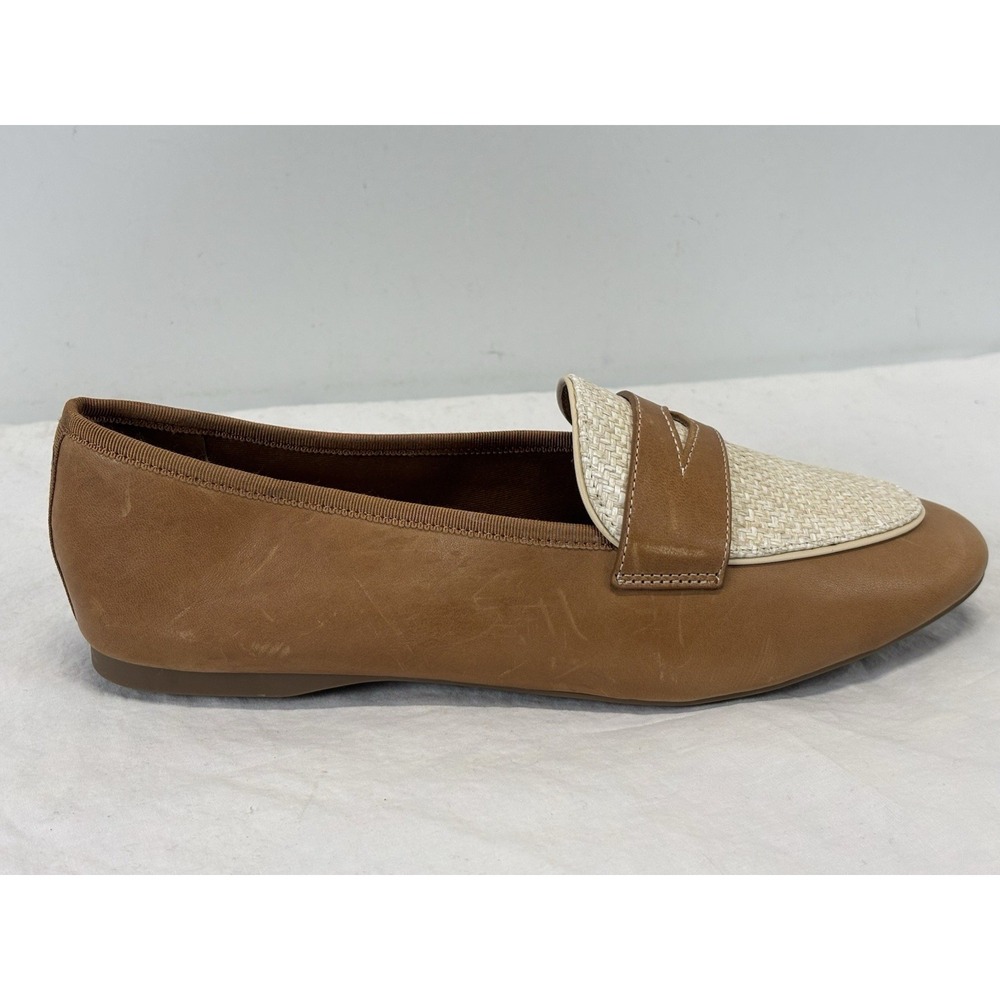 Birdies Vesper Loafers Women's 9 Cappuccino Leather and Raffia Slip-On Comfort